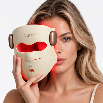 ARIVEA 4D Red Light Therapy Mask for Face, 288 LEDs, Red & Near Infrared Light, Wireless Rechargeable LED Facial Mask
