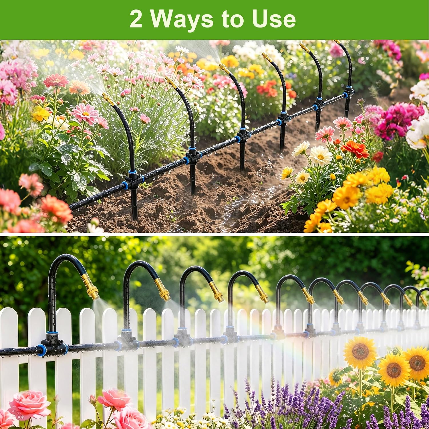 MERAW 200FT 360° Adjustable Irrigation System with Stake Holders