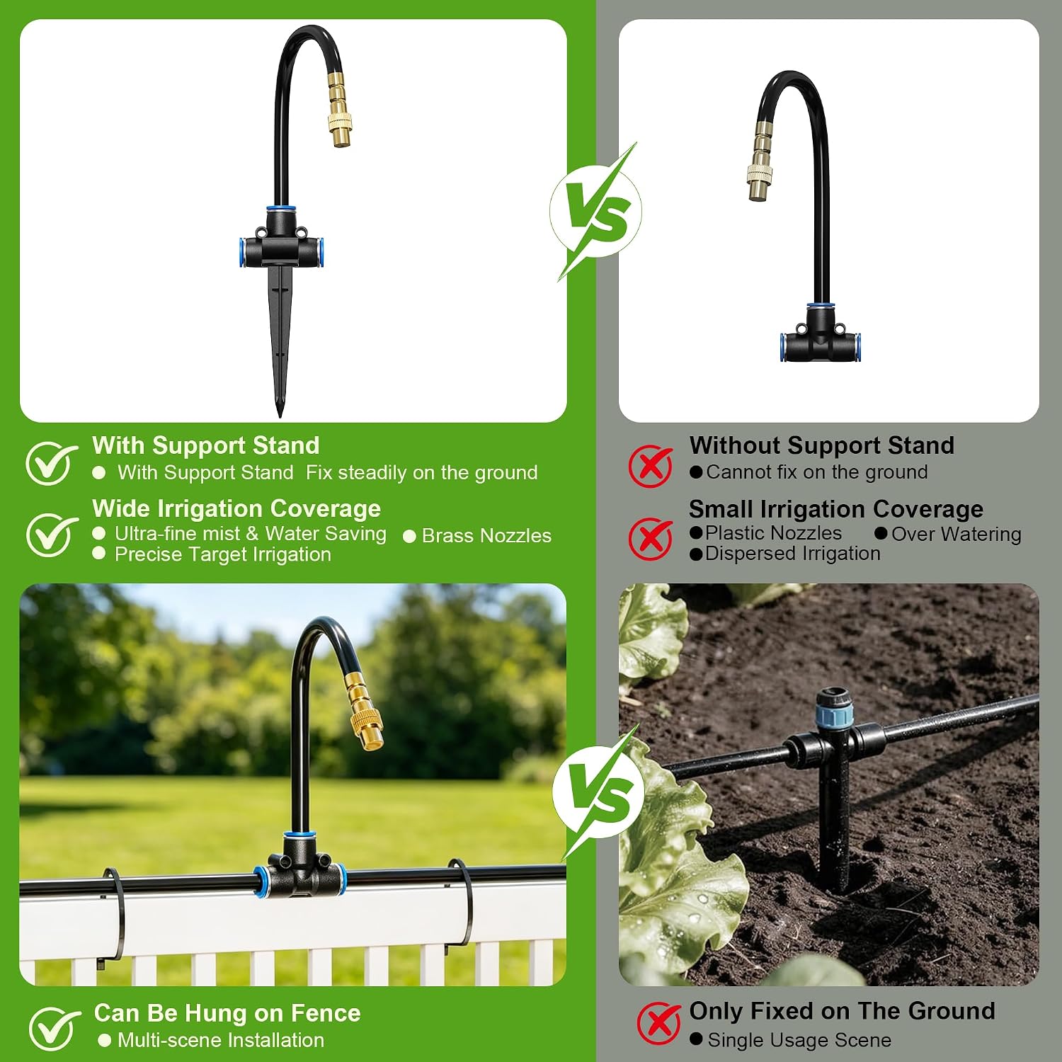 MERAW 200FT 360° Adjustable Irrigation System with Stake Holders