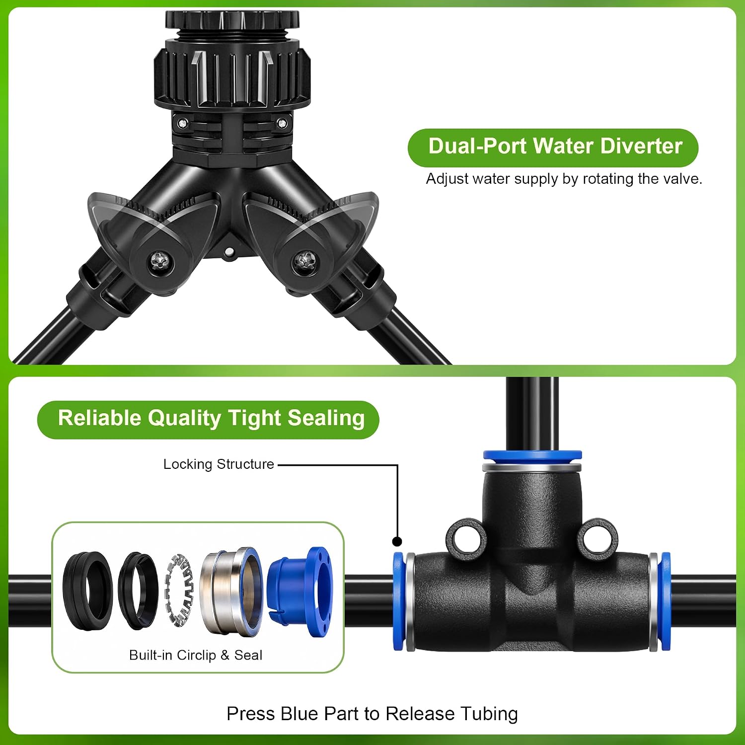 MERAW 200FT 360° Adjustable Irrigation System with Stake Holders