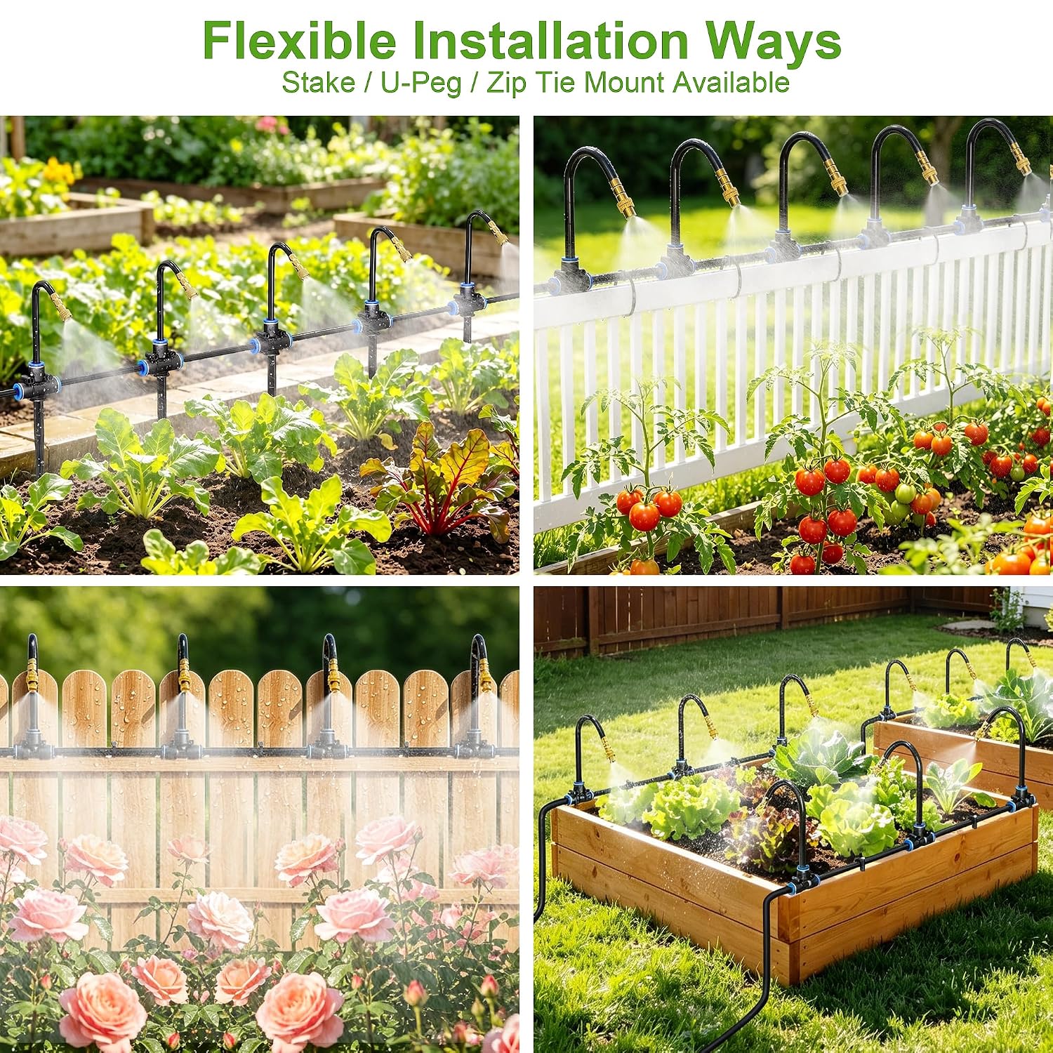 MERAW 200FT 360° Adjustable Irrigation System with Stake Holders