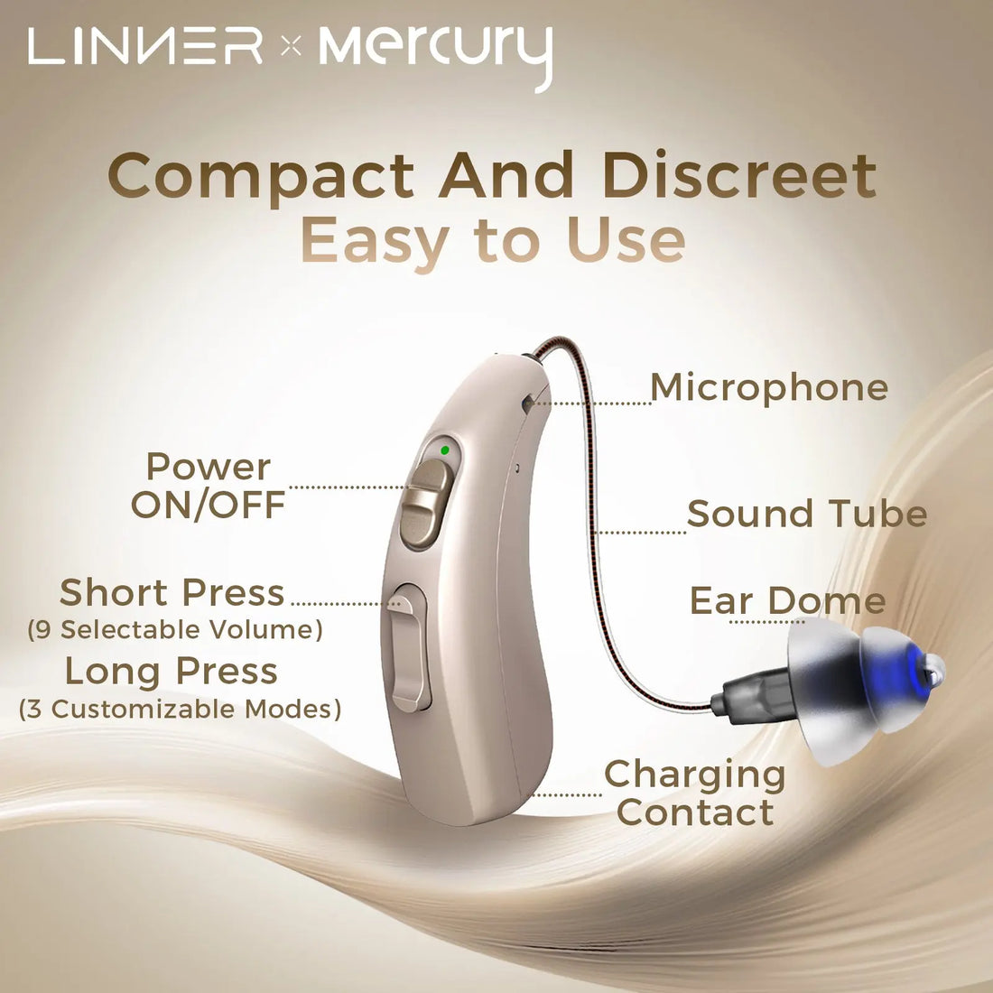 Linner Mercury Clarity OTC Hearing Aids [FSA & HSA Eligible] Linner